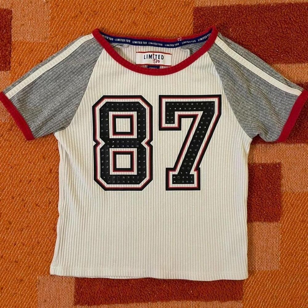 Limited Too Baby Tee 87 Rhinestone Y2K T-Shirt Youth S/Women's XXS